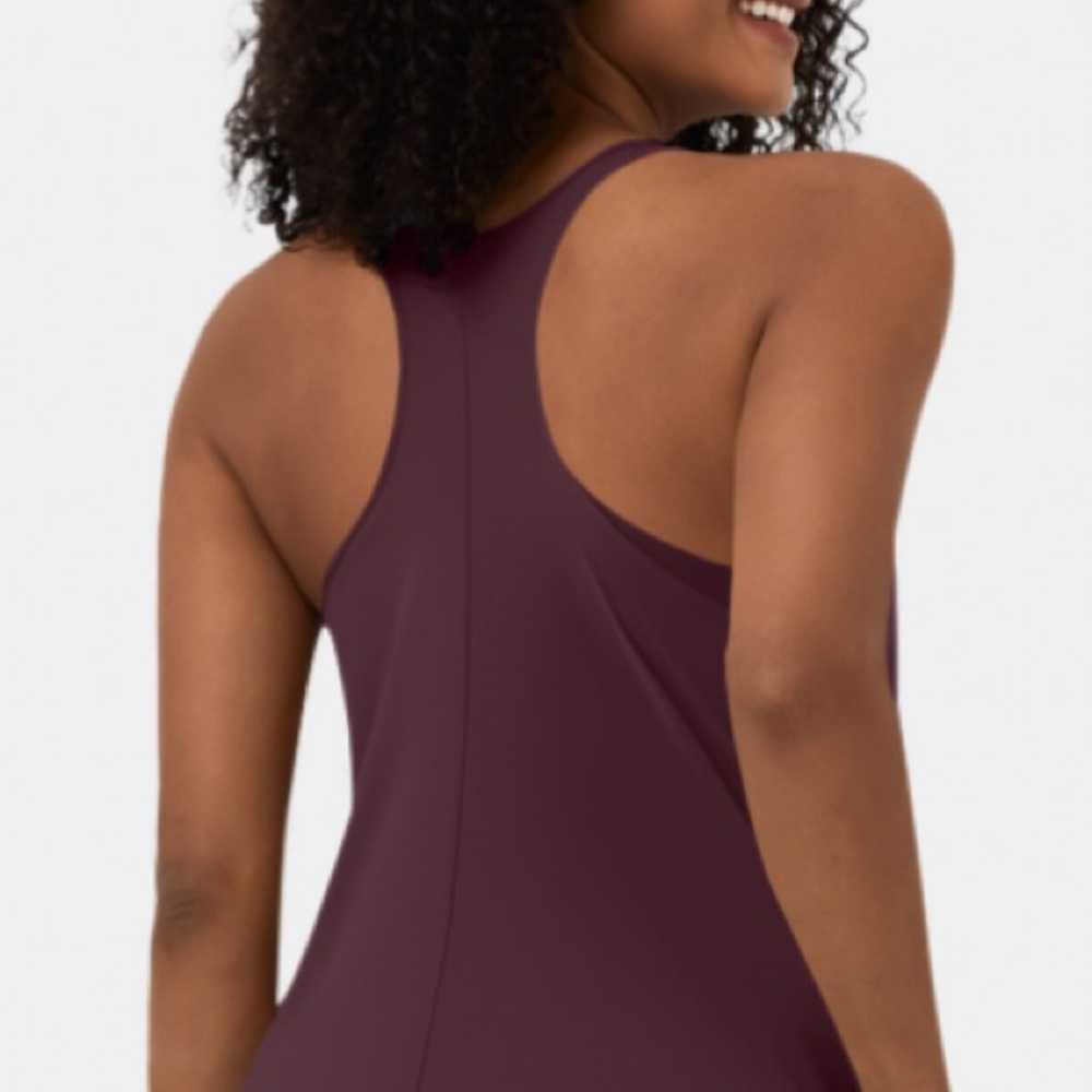 NWT HALARA Breezeful™ Backless Racerback High Low Midi  Dress Color: Ama… - Picture 4 of 7